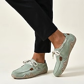 Недорогие Повседневные туфли на шнуровке-Men's Mint Green Casual Loafers, Lace-Up Comfort Walking Shoes, Lightweight Soft Sole Shoes for Travel, Daily Wear, Outdoor Activities