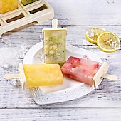 voordelige Keukengerei &amp; Gadgets-9-delige ijslollyvormset met herbruikbare stokjes, zelfgemaakte ijslollymaker voor bevroren yoghurt, sap, ijs en smoothies, doe-het-zelf ijslollyvorm, BPA-vrije keukenaccessoire voor in de vriezer