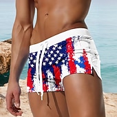 cheap Patriotic 250 Shorts-Men's US Flag Swim Trunks Swim Shorts Board Shorts Mid Waist Patriotic Outdoor Holiday Drawstring with Mesh lining Elastic Waist Designer Clothing Apparel