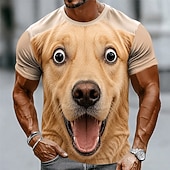  Per uomo Animale Cane Maglietta Manica Corta maglietta Stampa 3D Girocollo Camicia Divertente Casuale Quotidiano Streetwear Marrone chiaro Cachi Estate Primavera Abbigliamento S M L XL 2XL 3XL