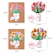 economico Regali-Confezione da 2 biglietti d'auguri 3D a comparsa con bouquet di fiori e girasoli &amp;Garofani di carta in vaso per la festa della mamma, compleanno, anniversario, auguri di pronta guarigione, biglietto
