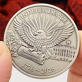  Moneta commemorativa del 250° anniversario dell'America 1776-2026, moneta commemorativa del quinquennio della Campana della Libertà con cornice girevole, souvenir in argento della Dichiarazione