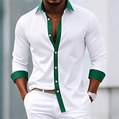 economico Camicie eleganti da uomo-Per uomo Camicia Camicia elegante Camicia con Bottoni Blocco di colori Quotidiano Affari Blu Blu chiaro Arancione Marrone Manica Lunga Collo ripiegato Primavera Tutte le stagioni Abbigliamento