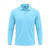 economico Camicia da uomo-Per uomo Tinta unita Maglietta sportiva Polo da golf Maglia da tennis Maglietta da tennis Manica Lunga Tasca Bottoni Leggero Elastico Traspirante Tennis Golf Corsa Colletto a Camicia Top Bianco Cachi