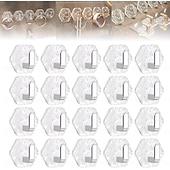 cheap Home Storage &amp; Hooks-15/20 PCS Water Ripple Hexagonal Self Adhesive Hooks, No-Drill Waterproof Wall Hooks for Bathroom Kitchen, Heavy Duty Acrylic Glacier Ripple Hook for Towels Keys &amp; Home Decor