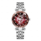 economico Orologi al quarzo-Orologio di lusso da donna, elegante quadrante sfaccettato verde smeraldo con bracciale a maglie in acciaio inossidabile color oro rosa, orologio da polso al quarzo alla moda per signore, dettagli in