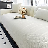 cheap Sofa Cover-Solid Woven Chenille Sofa Cushion Pad, Anti-Slip Jacquard Couch Mat for All Seasons, Washable Sectional Furniture Protector