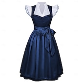 abordables Ensemble Dirndl-Oktoberfest Robe Dirndl Ensemble Dirndl Blouse Dirndl Longueur midi Tablier aspect satiné Femme de ménage Allemand Alpin Patrimoine Prairies Femmes Carnaval Fête de la Bière Tissu de style