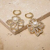 cheap Earrings-Pearl Earrings Geometrical Flower Earrings Jewelry Golden For Daily