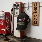  Cappello per il 250° anniversario degli Stati Uniti (1776-2026), berretto da baseball con aquila calva e bandiera americana ricamata, berretto vintage patriottico effetto invecchiato per uomo e donna
