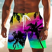 abordables Plantas y Flores Tropicales-Hombre Árbol de coco Plantas tropicales Boxers de Natación Trajes de baño, bañadores cortos Pantalones de Surf Media cintura Hawaiano Diario vacaciones en la playa Bolsillos laterales Forro de malla
