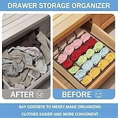 abordables Almacenamiento y organización-Paquete de 2 organizadores de cajones plegables de 24 compartimentos con ganchos: caja portátil para guardar calcetines y ropa interior, ideal para cables y mandos a distancia. Solución de