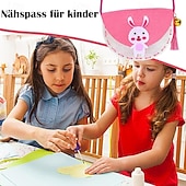  Kit per realizzare borsette in feltro fai da te (confezione da 4/6/9 pezzi), portamonete a forma di animale fatto a mano con nappe e campanellini, kit per cucire dinosauro, unicorno, leone, volpe, farfalla, attività artistica educativa, bomboniere per fes