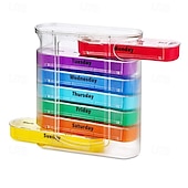  Pillenbox für 7 Tage, tragbare Pillendose mit 21 Fächern, Reiseetui für 3 Tagesdosen, Vitamin-Organizer aus Kunststoff mit Farbverlauf für Zuhause, Handtasche und Reisen