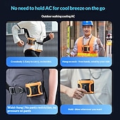 preiswerte Ventilator-Tragbarer Hüftventilator mit doppeltem Luftstrom, am Gürtel tragbarer Ventilator für freihändige Kühlung, USB-wiederaufladbarer 2-in-1-Ventilator mit LED-Licht für Outdoor-Arbeit, Bauarbeiten, Camping