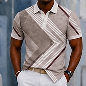 cheap Men's Geometric Polo-Men's Color Block Geometic Polo Shirts Short Sleeve Polo Shirts Collared Shirts Business Casual Athleisure 3D Print Buttons Breathable Mesh Spring &amp; Summer Brown 1 Brown 2 Brown 3