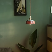 tanie Światła wysp-Mała lampa wisząca z zielonego szkła, niebiesko-białej porcelany, czerwona ceramiczna lampa wisząca, nowoczesna lampa nordycka do jadalni, sypialni, kuchni, wyspy, domu wiejskiego, kawiarni