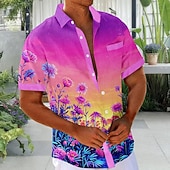 cheap Tropical Plants-Men's Coconut Tree Tropical Plants Summer Hawaiian Shirt Tropical Shirts Aloha Shirt Short Sleeve Hawaiian Holiday Beach Vacation Wear Summer Turndown 3D Print Front One Pocket Button Up Shirts Black