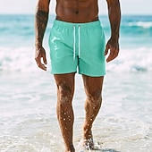 cheap Men's Swim Shorts-Men's Swim Trunks Swim Shorts Board Shorts Drawstring with Mesh lining Plain Solid Colored Quick Dry Above Knee Casual Beach Holiday Hawaiian Casual / Sporty Blue Khaki Stretchy