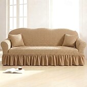 cheap Sofa Cover-Country Style 3D Stretch Sofa Cover with Skirt, Washable Elastic Couch Slipcover for 1/2/3/4 Seater, Fitted Furniture Protector