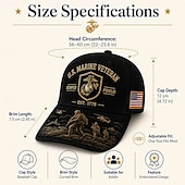 economico 250° Anniversario degli Stati Uniti-Cappellino da baseball per veterani dei Marines statunitensi, cappello militare ricamato con toppa della bandiera americana, cappellino trucker patriottico regolabile per veterani, per tutti i giorni,
