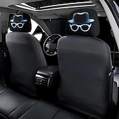abordables Fundas-Fundas para reposacabezas de asiento con estampado de gafas de moda neón y sombrero de caballero (2/4 unidades), ajuste universal, fáciles de limpiar, suaves, cómodas, duraderas y transpirables,