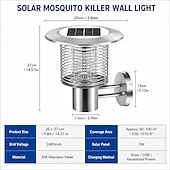 abordables Lampe anti-insectes-Piège à moustiques solaire d'extérieur en acier inoxydable, résistant aux insectes volants et étanche, idéal pour la terrasse, le jardin ou la cour.