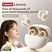 billiga TWS helt trådlösa hörlurar-Lenovo ThinkPlus öppna öronhörlurar, Bluetooth 5.4 luftledningshörlurar med clip-on-funktion, 360 AC HiFi-stereo trådlösa hörlurar med brusreducerande mikrofon, 24 timmars batteritid för sport,