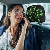baratos Capa de Halloween-Conjunto de 2/4 capas de encosto de cabeça fluorescentes com tema de fantasmas para o Halloween, capas protetoras que brilham no escuro para encostos de cabeça de carros, decoração universal para