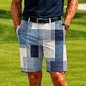 economico Pantaloni Corti Stampati-Per uomo Geometrico Plaid Color-blocking Bermuda Pantaloncini casual Pantaloncini da golf Misura del girovita medio Business Casual Lavoro Golf Vacanza al Mare Pantaloncini a vita piatta con 4 tasche