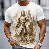  Męskie Templariusze Křížky Podkoszulek Krótki rękaw Podkoszulek Druk 3D Półgolf Koszula Religijne Ulica Ciemna impreza Biały Biały 1 Biały 2 Na każdy sezon Odzież S M L XL XXL XXXL