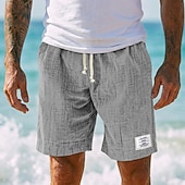 abordables Día festivo-Hombre Pantalón corto Pantalones cortos de verano Pantalones cortos de playa Pantalones cortos casuales Correa Cintura elástica Color sólido Con Texturas Comodidad Longitud de la rodilla Diario