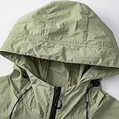 abordables Vestes Décontractées-Hommes Veste Légère Occasionnel Protection solaire Protection UV À capuche Printemps &amp; Été Printemps Sports &amp; Plein air Décontracté Quotidien À capuche Régulier Vert Sauge Beige Veste