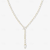 cheap Necklaces-Necklace Cubic Zirconia Zircon Women's Elegant Tassel Fringe Necklace For Party