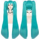 abordables Perruques d&amp;#39;anime-perruque turquoise style chanteuse virtuelle à double queue de cheval