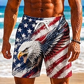  2026 250e Mannen Amerikaanse Vlag Zwemshorts Badkleding Zwemshorts Board Shorts Midden Taille Patriottisch Dagelijks Buitenfestival Zijzakken Mesh Voering Elastische Koord Taille Designer