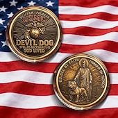  Moneta commemorativa USMC, moneta militare da collezione placcata in oro su entrambi i lati con l'immagine di Gesù e un bulldog, "Guidati dalla fede, forgiati in onore" aquila globo ancora patri