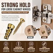 abordables Juegos de destornilladores-Juego de tornillos de expansión cortos de 6×14 mm, anclajes de pared de expansión cortos, para reparación de bisagras de armarios &amp;Restauración de roscas dañadas, juego de 30/50/100 fijaciones seguras