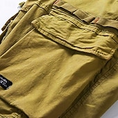 お買い得  Classic-Men's Cargo Shorts Shorts Summer Shorts Drawstring Elastic Waist Multi Pocket Solid Color Plain Comfort Wearable Short Casual Daily Outdoor Fashion Casual Khaki Black Inelastic