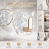 cheap Home Storage &amp; Hooks-15/20 PCS Water Ripple Hexagonal Self Adhesive Hooks, No-Drill Waterproof Wall Hooks for Bathroom Kitchen, Heavy Duty Acrylic Glacier Ripple Hook for Towels Keys &amp; Home Decor