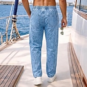 economico pantaloni casual-Per uomo Pantaloni Pantaloni casual Pantaloni Estivi 100% cotone Pantaloni di denim Coulisse Elastico in vita Gamba Dritta Semplice Comodità Traspirante Lunghezza intera Casuale Quotidiano All'aperto
