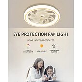 رخيصةأون إضاءات مراوح السقف-مروحة سقف مثبتة على السطح مزودة بإضاءة LED - إضاءة قابلة للتعتيم بألوان دافئة، طبيعية، وباردة بيضاء، تغطي مساحة 15-30 مترًا مربعًا، مزودة بجهاز تحكم عن بعد، مطلية بالنيكل المصقول، قاعدة E26