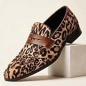 voordelige Premium leren loafers-Instappers met luipaardprint voor heren, nette schoenen, modieuze feestschoenen voor bruiloften, clubs en avondevenementen.