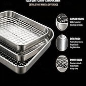 cheap Grills &amp; Outdoor Cooking-Stainless Steel Baking Sheet Pan with Rack, Heavy Duty Roasting Tray for Oven, Grill &amp; Broiler, Dishwasher Safe Bakeware for Cookies, Bacon, Chicken, Turkey &amp; Vegetables