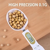 ieftine Ustensile Bucătărie &amp; Gadget-uri-Lingură digitală 500g/0.1g, lingură electronică de măsurat cu afișaj LCD, cântar alimentar de înaltă precizie pentru cafea, făină, lapte praf, copt, gătit și porționare nutrițională