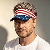  Perruque-chapeau drapeau américain, casquette patriotique à visière commémorative du 250e anniversaire des États-Unis avec cheveux hérissés, chapeau rouge, blanc et bleu pour la fête nationale