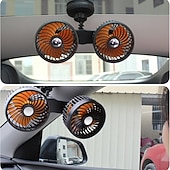 voordelige Autofanaten-Dubbele ventilator voor in de auto met zuignap, 360° draaibare koelventilator voor voorruit en dashboard, draagbare elektrische luchtcirculator, stille ventilator voor sedan, SUV, camper, vrachtwagen