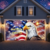 baratos 250º Aniversário-Capa decorativa para porta de garagem comemorativa do 250º aniversário - águia-careca patriótica e bandeira americana, banner para o 4 de julho - capa para porta de garagem para decoração da festa do Dia da Independência de 2026, 2,4 x 2,1 m