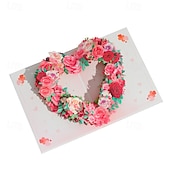cheap Party Supplies-Musical 3D Pop Up Card, Recordable Heart Rose Wreath Greeting Card with Voice Button, Audio Gift for Her, Women, Mom, Wife - Mother's Day, Birthday, Anniversary, Valentine's Day, with Envelope