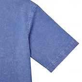 cheap Men's Smart Casual Shirts-SoftFade™ Men's Shirt Casual Shirt Denim Shirt Cotton Acid Wash Shirt Acid Wash Shirt Black Pink Navy Blue Purple Green Short Sleeve Plain Shirt Collar Casual Daily Clothing